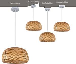Lustre LED en rotin fait main Chapeau de paille rond Lampe en bambou Pastorale Vintage <span class=keywords><strong>Restaurant</strong></span> Suspension pour Café Bar <span class=keywords><strong>Restaurant</strong></span> - Product Image 3