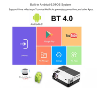 H3 Android Smart Projector 720P Optique 1080P Décodage Haute Lumen Sortie BT WiFi Stockage Généreux Opération De Mise Au Point Manuelle