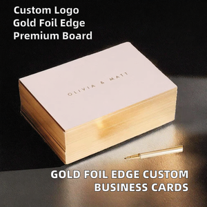 Cartes de visite de luxe avec bordure dorée, logo personnalisé, impression sérigraphique, estampage à chaud, carton duplex - Carte de remerciement pour les petites entreprises - Product Image 2