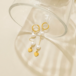 Pendientes Modernos de Acero Inoxidable 304 con Baño de Oro de 18K, Diseño Geométrico Irregular en Forma de Corazón, para Uso Diario - Product Image 2