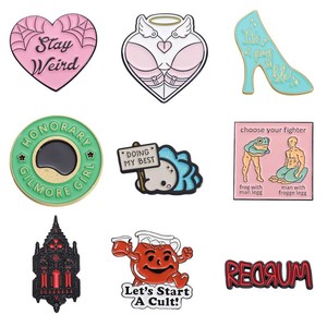 Spilla in metallo smaltato 'Let's Start a Cult' e distintivi per zaino con lettere stampate a tema 'Invocazione <span class=keywords><strong>di</strong></span> Demoni', gioielli regalo per amici - Product Image 4