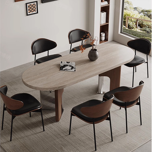 Table à manger en <span class=keywords><strong>bois</strong></span> massif de style rétro du milieu du siècle, plateau semi-circulaire, <span class=keywords><strong>bois</strong></span> de frêne <span class=keywords><strong>blanc</strong></span>, plateau en marbre, table rectangulaire vintage de luxe - Product Image 1