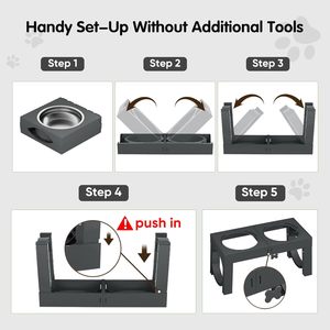 Support de gamelle surélevé portable <span class=keywords><strong>pour</strong></span> chiens de grande et moyenne taille, gamelles <span class=keywords><strong>pour</strong></span> nourriture et eau de 1 L, supports de gamelles réglables en hauteur, station de nourriture <span class=keywords><strong>pour</strong></span> animaux de compagnie - Product Image 2