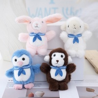 Mini porte-clés animal en peluche mignon (lapin, singe, pingouin, mouton), breloque de sac, jouet en peluche moelleux Kawaii, pendentif, petite poupée de machine à griffes