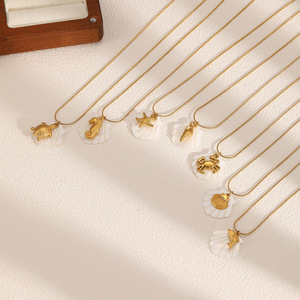 Collar de concha de tortuga de acero inoxidable, colgantes temáticos con forma de animal, cadena larga para clavícula, regalo para mujer - Product Image 2