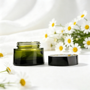 Ensemble de flacons cosmétiques en verre dégradé vert foncé de luxe, pot de crème pour le visage personnalisé de 50 g, flacon vide pour lotion, flacon pompe pour <span class=keywords><strong>soin</strong></span> de la peau, emballage - Product Image 6