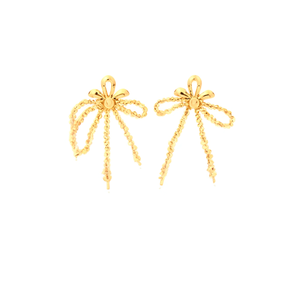 <b>Crystal</b> <b>Earrings</b> 316L Stainless Steel PVD Gold Plating Sustainable Resistant Bow Design <b>Studs</b> - Product Image 2