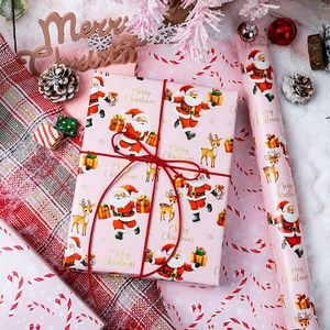 Pink Christmas <b>Wrapping</b> <b>Paper</b> Roll 17 Inch X 33 Feet Reversible Santa Deer Candy Cane Design Gift Craft Packaging - Product Image 2