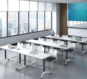 Scrivania Moderna per Sale Riunioni con Gambe in Lega di Alluminio, Scrivania da Ufficio Pieghevole e Mobile per Formazione - Product Image 4