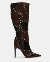 Bottes à talons hauts de luxe pour femmes en cuir véritable à bout pointu, vente en gros