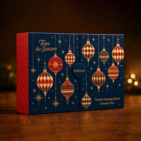 Boîte de calendrier de l'avent de Noël à double ouverture personnalisée, boîte de compte à rebours de 24 jours en carton, emballage cadeau surprise pour café et thé