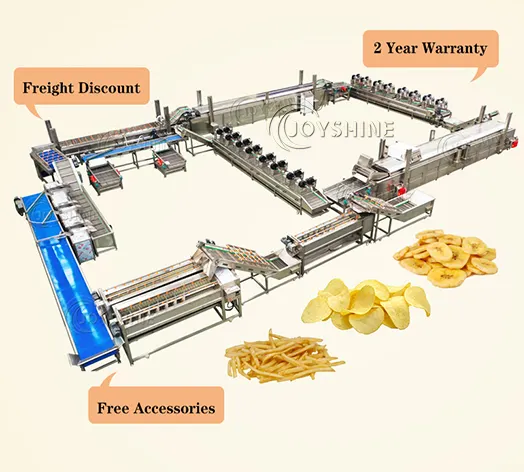 200kg/500kg/1000kg dondurulmuş patates kızartması patates cipsi makinesi üretim hattı