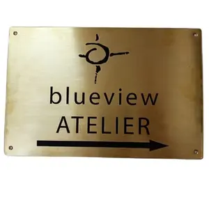 Fora Home Office Custom Made Brass Name Plate Em Fosco Acabamento De Ouro Antigo Com Escrita Preta Usado Para Definir Endereço