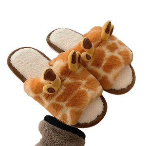 Chaussons d'intérieur antidérapants en PVC pour femmes, motif nuage et animaux mignons, à bout ouvert avec semelle épaisse, pour l'hiver, pour filles - Product Image 4