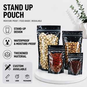 Stock Clear Stand Up Zip Pouches Resealable Moisture‑Proof Food Packaging <b>Bags</b> For Snack Grain Herbal Tea Dry Goods - Product Image 1