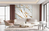 Autocollant mural auto-adhésif en panneau imperméable à motif marbre UV, style européen, pour décoration de salon de villa