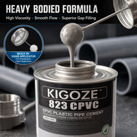 Colle pour tuyaux CPVC KIGOZE 823, ciment solvant gris, viscosité moyenne, qualité industrielle, pour tuyaux jusqu'à 12 pouces