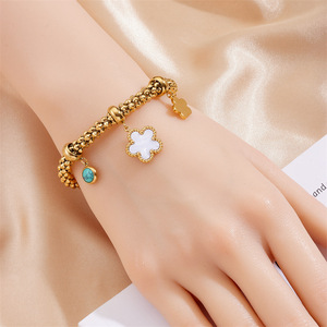 Fashion Charm Bracelet Gold Plated Star Moon Flower Turquoise Pendant Women's Jewelry Gift Accessory - Product Image 3
