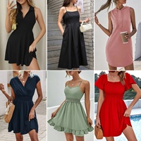 Robes pour femmes en vrac de la marque X, d'occasion, polyester/coton, haute qualité, grade A+, liquidation estivale, vente de déstockage, assortiment