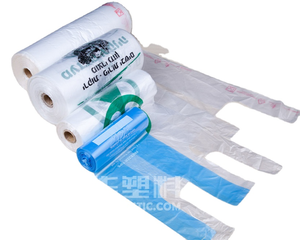 ถุงกาแฟพลาสติก ถุงเสื้อยืด ใช้ในซูเปอร์มาร์เก็ต วัสดุ HDPE/LDPE พิมพ์ออฟเซ็ต - Product Image 1
