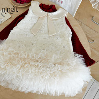 Robe de Soirée Blanche Tendance pour Filles de 2 à 10 Ans, Style Princesse, avec Nœud Décoratif – Collection Été de la Marque Boutique Halter Kids