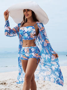 RUIQUWIN - Bikini de 3 Piezas Estampado de Alta Gama para Mujer, Traje de Baño de Verano, Protección Solar, Chaqueta Larga, Traje de Baño para Vacaciones - Product Image 2