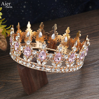 Aierflorist Nouveau Design 13.5*6cm Big king Crown avec Diamants ou Fleur Décoration Diadème ou Couronne de Décoration de Gâteau