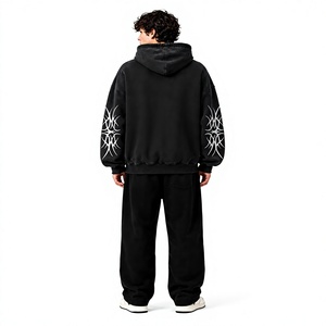 Wholesale Unisex Black Oversized Pullover <b>Hoodie</b> 100% Cotton Fleece Streetwear Breathable Custom Design Factory Supplier - Product Image 5