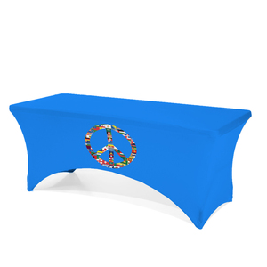 Cubierta de Mesa y Camino de Mesa Personalizados con Impresión a Todo Color, en Spandex Elástico, para Eventos <span class=keywords><strong>Urgentes</strong></span>, Marketing y Exhibiciones - Product Image 1