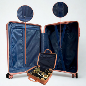 Elegante Set da 20-14 pollici bagaglio a mano leggero e resistente in Neoprene TSA <span class=keywords><strong>valigia</strong></span> con chiusura a rotelle fisse custodia cosmetica approvata dalla compagnia aerea - Product Image 2