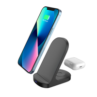 Vente en gros support de chargeur sans fil 2 en 1 3w 15w max chargeur sans fil à charge rapide pour téléphone portable et écouteurs sans fil