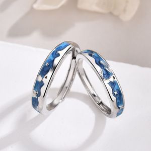 The Little Prince And Fox Couple Ring Star Enamel Unisex Zinc Alloy Gift Jewelry - Product Image 1