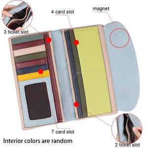 Portefeuille long en cuir de vache véritable AndoBag pour femmes, couleur unie simple, porte-monnaie, porte-cartes décontracté 1503 - Product Image 4