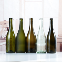 Vente en gros de vin rouge écologique de 750 ml pour bouteille en verre givré vert foncé, vin de Bourgogne avec bouchon