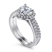 Bijoux fins 6.5*6.5mm blanc 5A zircon cubique bague diamant un carat CZ bague en argent Sterling 925 coeur anneaux