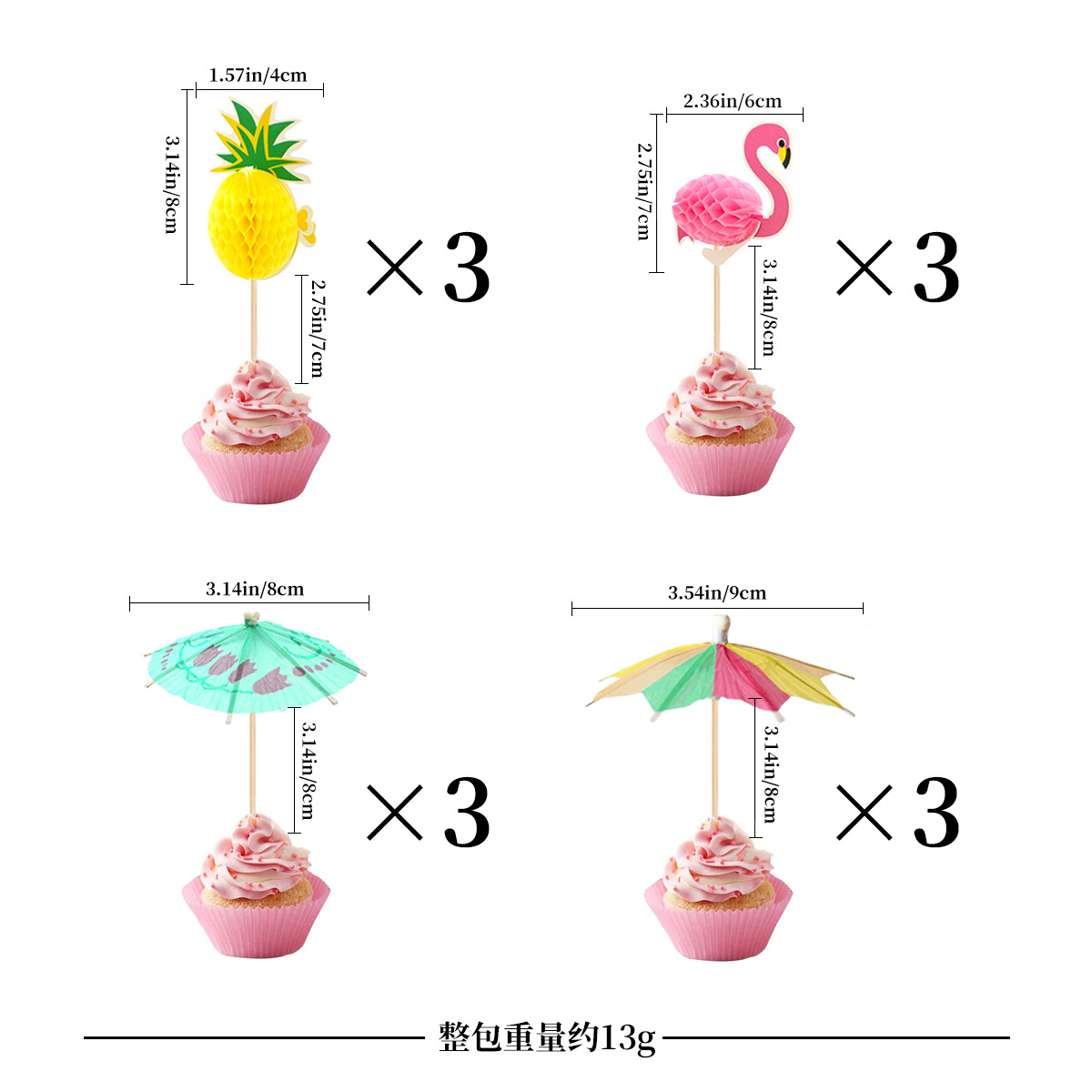 Piques à cocktail parapluie flamant rose * 12 pièces