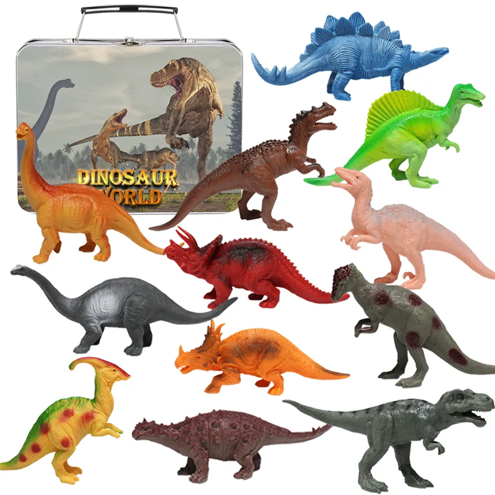 Accept tin box packaging juguetes al por mayor 2023 many kinds PVC plastic dinosaur toy for kids