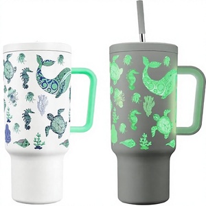 Mug isotherme Topjlh en acier inoxydable à paillettes, 40 oz, compatible lave-vaisselle, à double paroi sous vide, avec poignée, design moderne et luxueux - Product Image 2