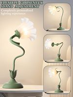 Lampe de table à fleurs rétro moderne LED 3 modes de couleur E26 Kawaii décoration de chevet pour chambre à coucher salon vert maison