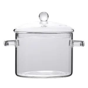 Casseroles en verre borosilicate, transparent, à poignée durable, vente en gros, ml