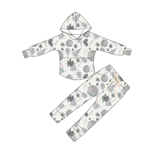 Qingli ODM Custom Factory Girls rosa 2 pz Set pantaloni con cappuccio manica lunga tuta Boutique abiti per bambini con Logo personalizzato - Product Image 3