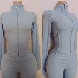 レディース ヨガセット ジャケット ショートパンツ 2点セット ワークアウト スポーツ トラックスーツ フィットネス ツーピースセット 2025年新着 - Product Image 3