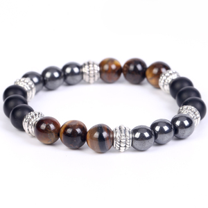 Pulsera de <span class=keywords><strong>Cuerda</strong></span> Trenzada Ajustable al por Mayor, Pulsera de Cuentas de Hematita Negra Natural y Ojo de Tigre, Pulsera Tejida de Macramé <span class=keywords><strong>para</strong></span> Hombre - Product Image 5