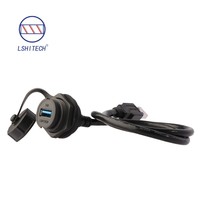 Conector Eléctrico Impermeable IP67 Lshitech, Adaptador de Enchufe Circular USB3.0 Hembra a Macho para Conectores de Cable Automotriz de 0.1-1m