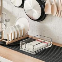 Support à serviettes en acrylique transparent, portable et léger, pour salle de bain, cuisine et salle à manger, plateau de rangement pour mouchoirs, plat et dédié