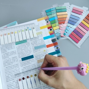 Paquete de 6 pestañas autoadhesivas para índice, regla, pestañas para archivos, banderitas, marcadores de página de colores, etiquetas para lectura, notas, libros, oficina - Product Image 4