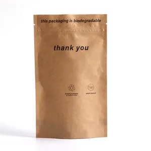 定制印刷可生物降解牛皮纸拉链包装袋可重复使用Doypack自封研磨咖啡食品袋
