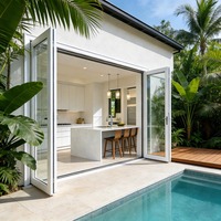 Portes pliantes insonorisées Hurricane, balcon, patio, verre, jardin, extérieur, aluminium, porte pliante