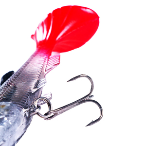 Corpo nero posteriore bianco 14g testa di piombo esca morbida <span class=keywords><strong>artificiale</strong></span> con gancio a triangolo per la pesca fiume lago in Silicone metallo - Product Image 4