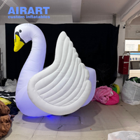 Modèle d'oiseau d'oie de cygne gonflable lumineux de 2.5m pour la décoration carrée de pelouse de rivière